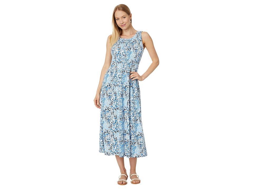 Tommy Hilfiger Sleeveless Smocked Floral Dress (Ivory Multi) Women's Dress Product Image