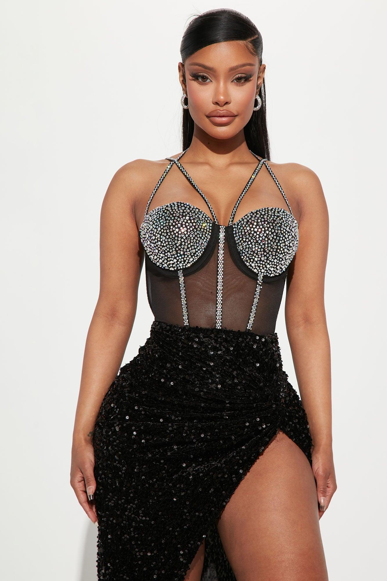 Katrina Embellished Maxi Dress - Black Product Image
