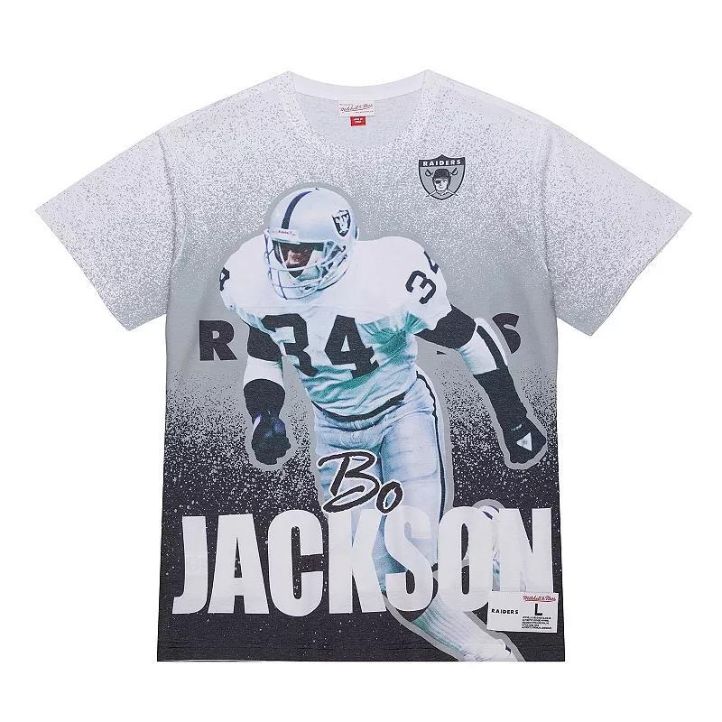 Men's Mitchell & Ness Bo Jackson Gray Los Angeles Raiders Burst Retired Player T-Shirt, Size: XL, Nfl Grey Product Image