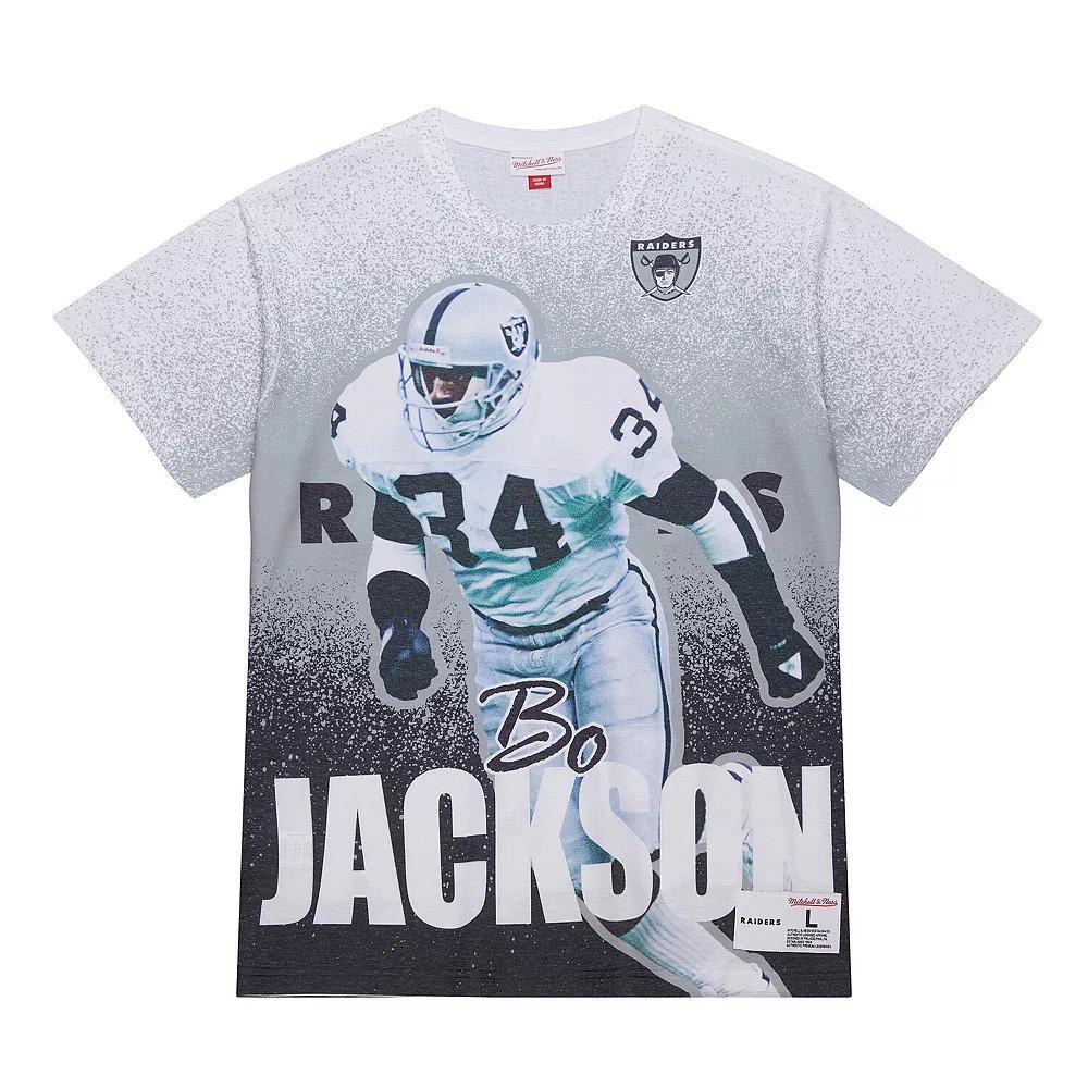 Men's Mitchell & Ness Bo Jackson Gray Los Angeles Raiders Burst Retired Player T-Shirt, Size: XL, Nfl Grey Product Image