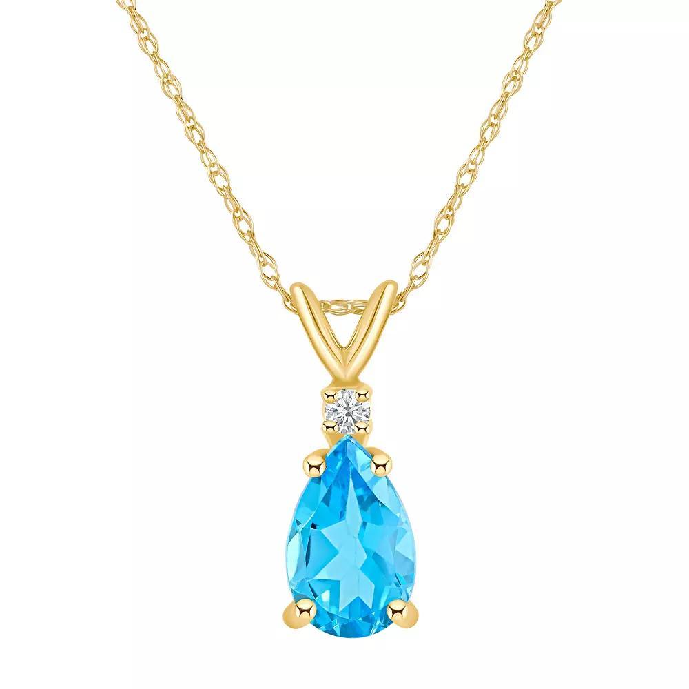 Celebration Gems 14k Gold Emerald Cut Citrine & Diamond Accent Pendant Necklace, Women's, Size: 18" Product Image