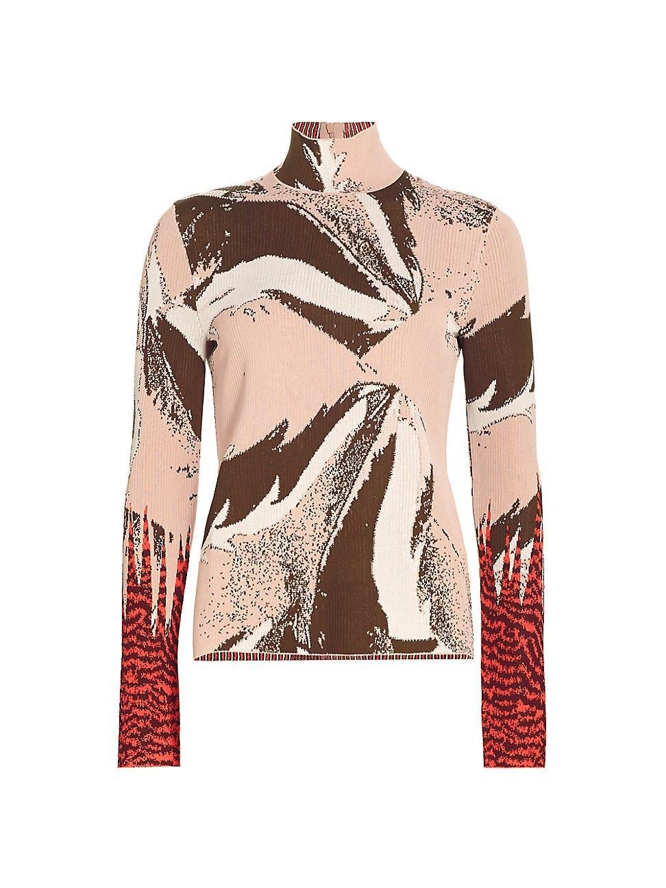 Womens Jacquard Turtleneck Sweater Product Image