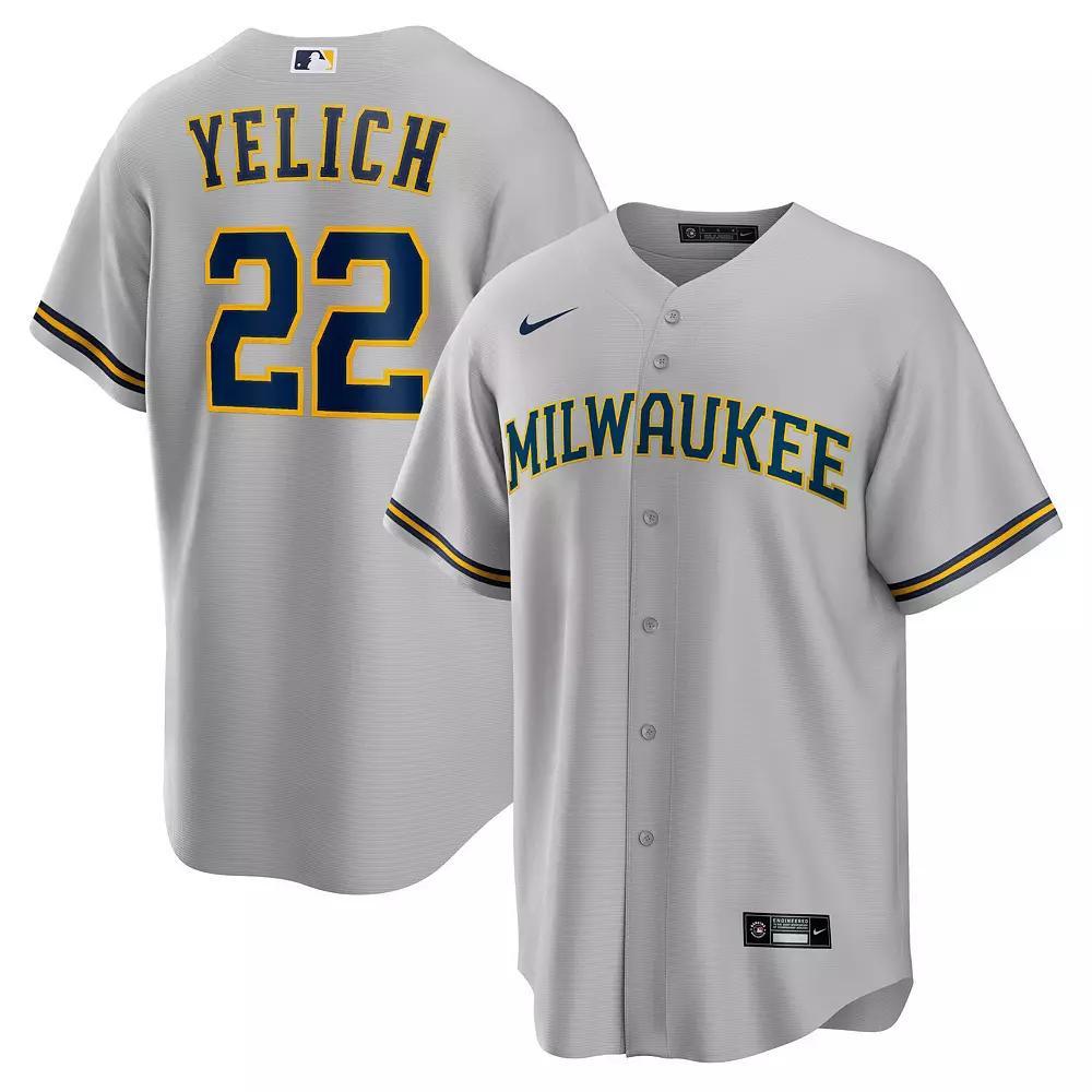 Mens Nike Christian Yelich Gray Milwaukee Brewers Alternate Replica Player Jersey Product Image