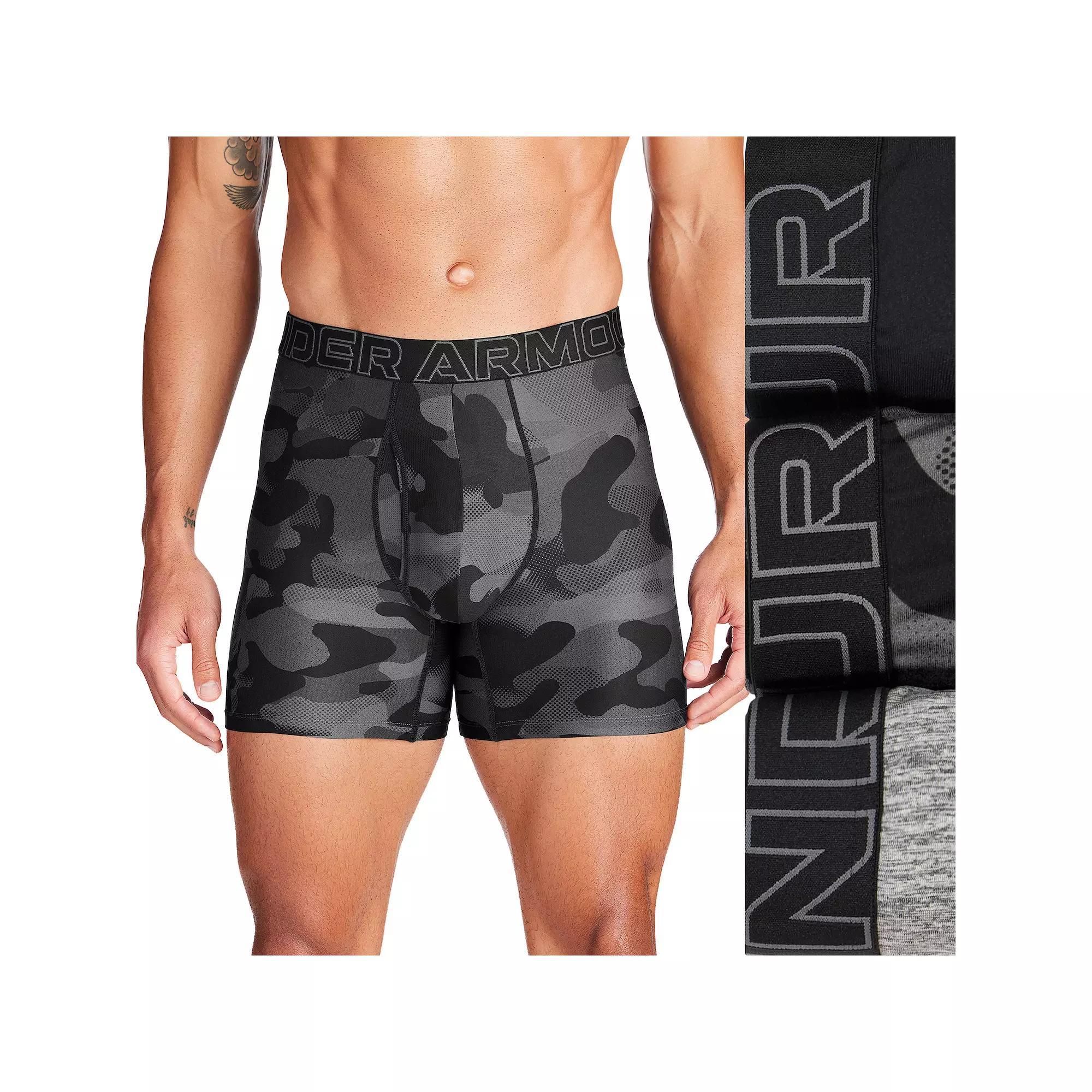 Men's Under Armour 3-pack Performance Tech Fashion 6-in. Boxer Briefs, Size: 3XL, Black Product Image
