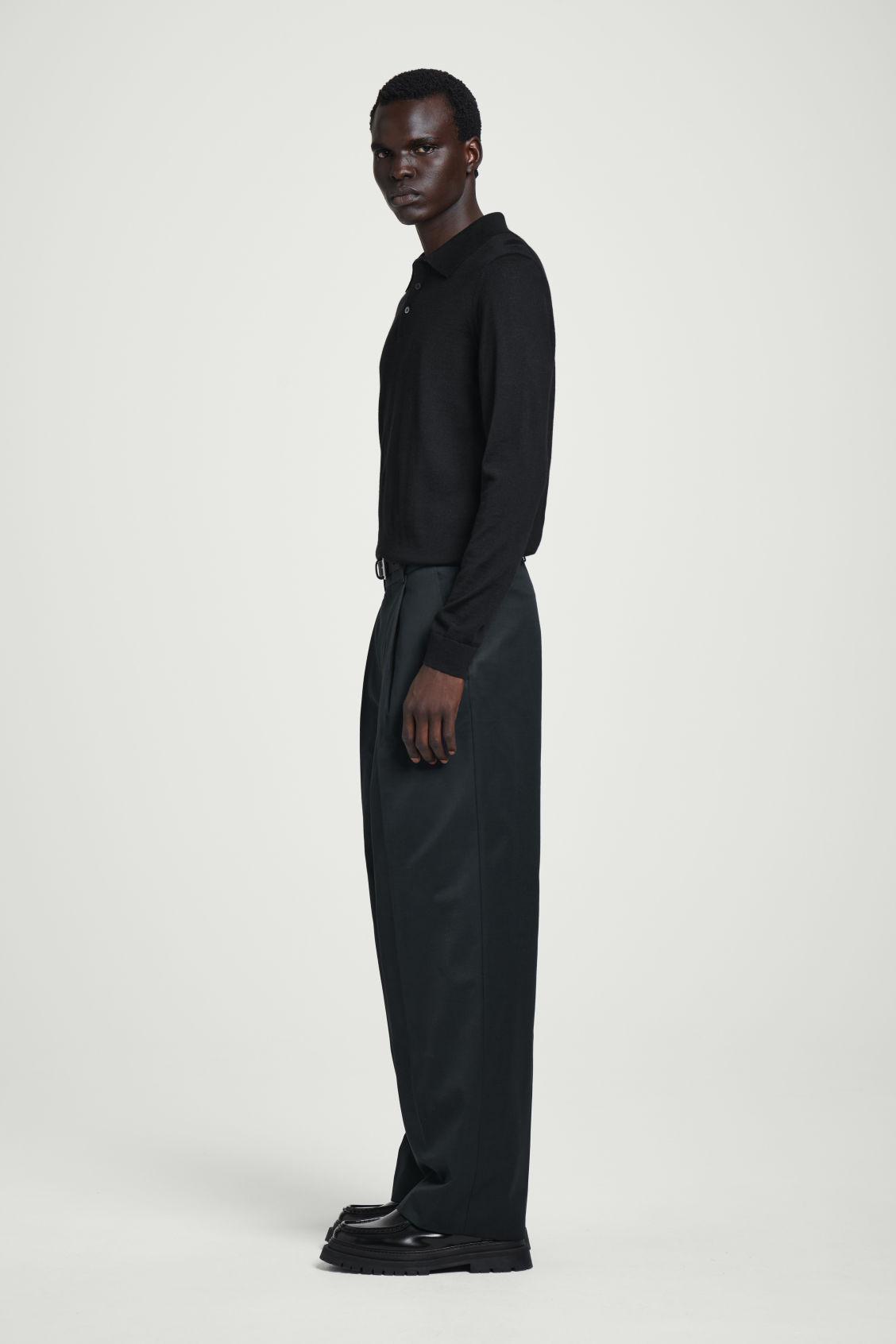 PLEATED COTTON WIDE-LEG PANTS Product Image
