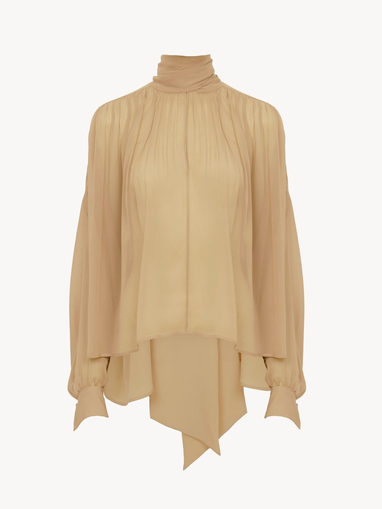 Boxy lavallière blouse in silk georgette Product Image