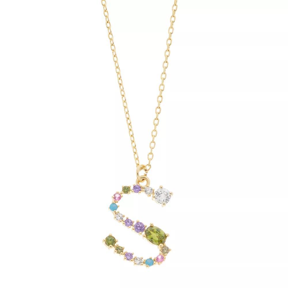 City Luxe Gold Tone Cubic Zirconia Initial Pendant Necklace, Women's, Gold Tone S Product Image