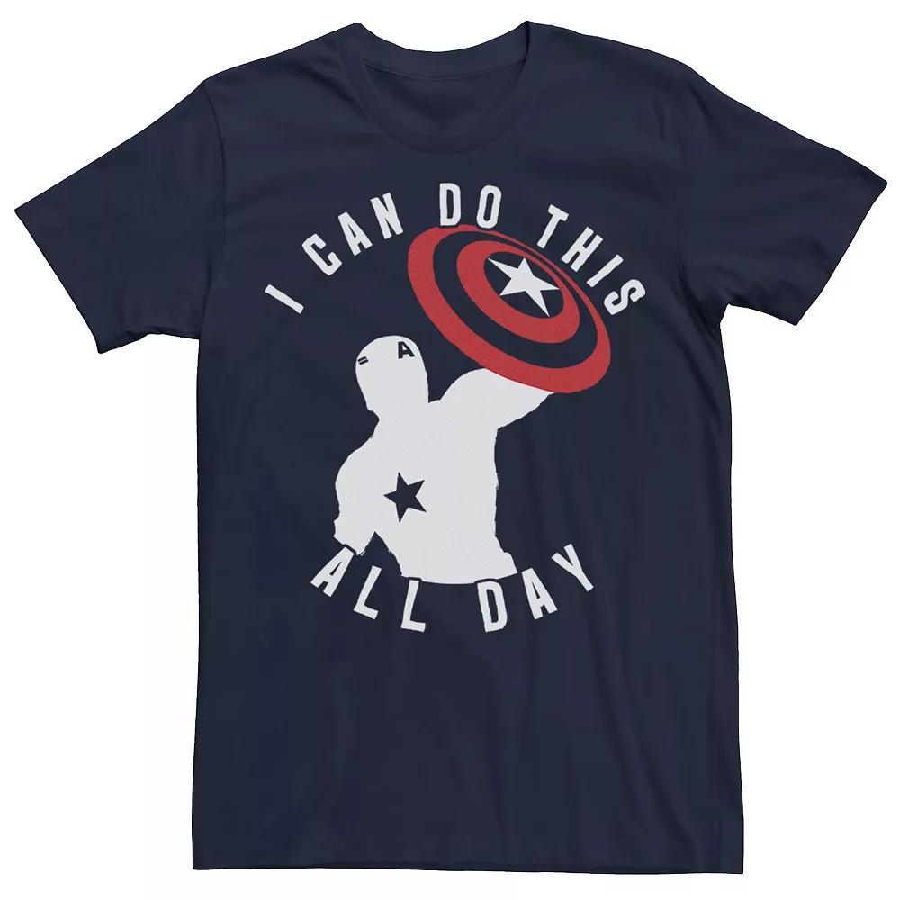 Men's Marvel Captain America I Can Do This All Day Silhouette Graphic Tee, Size: Medium, Blue Product Image