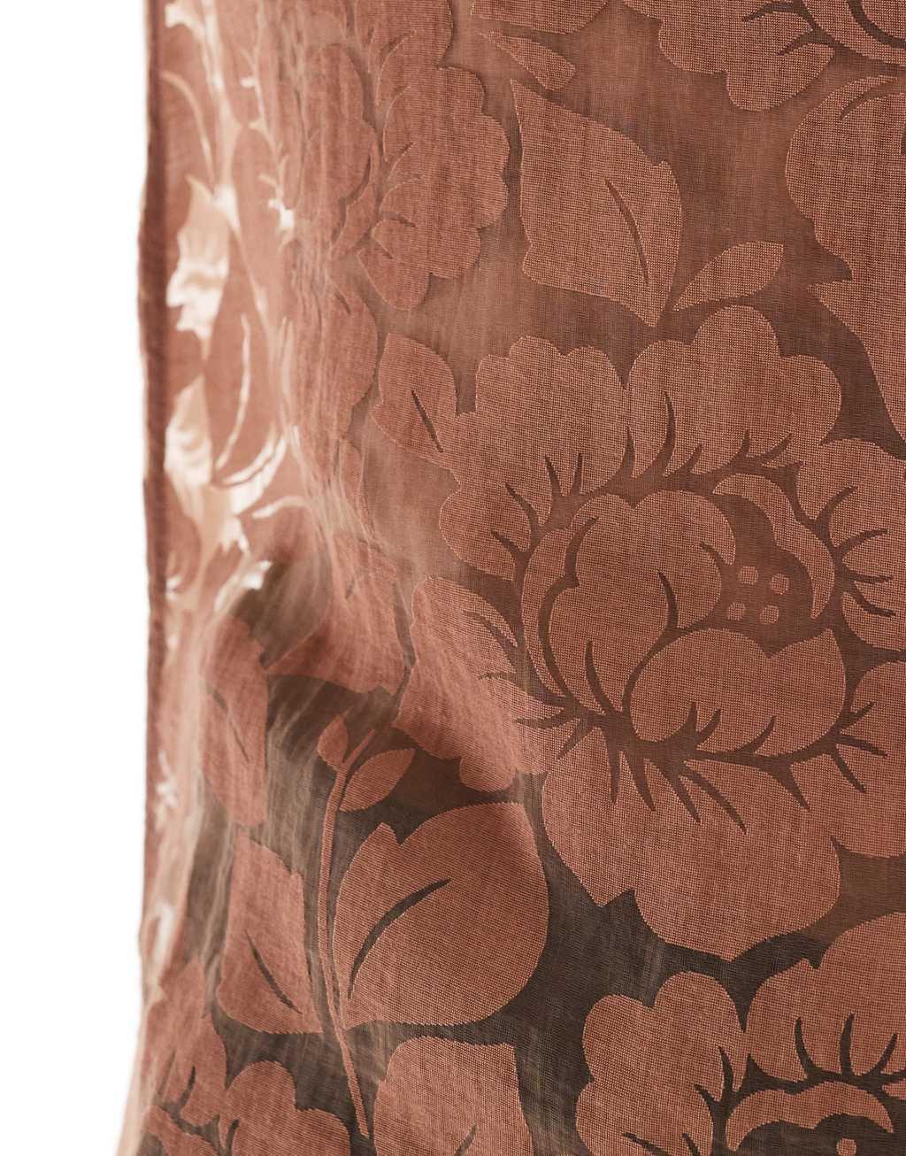 ASOS DESIGN short sleeve regular camp collar shirt in floral burn out in brown Product Image