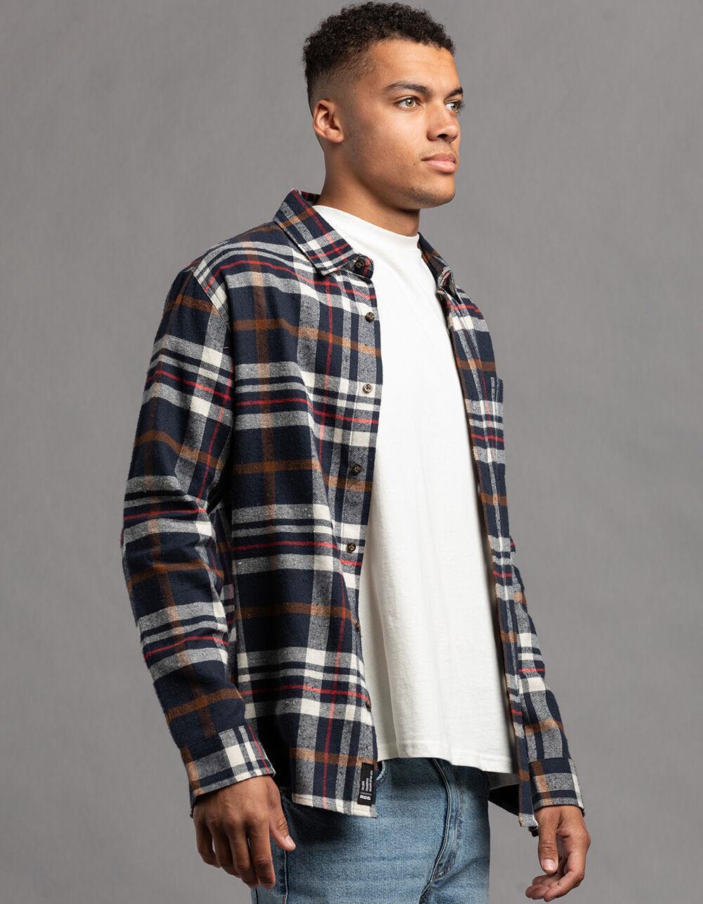 RSQ Mens Plaid Flannel - NAVY/ORANGE Product Image