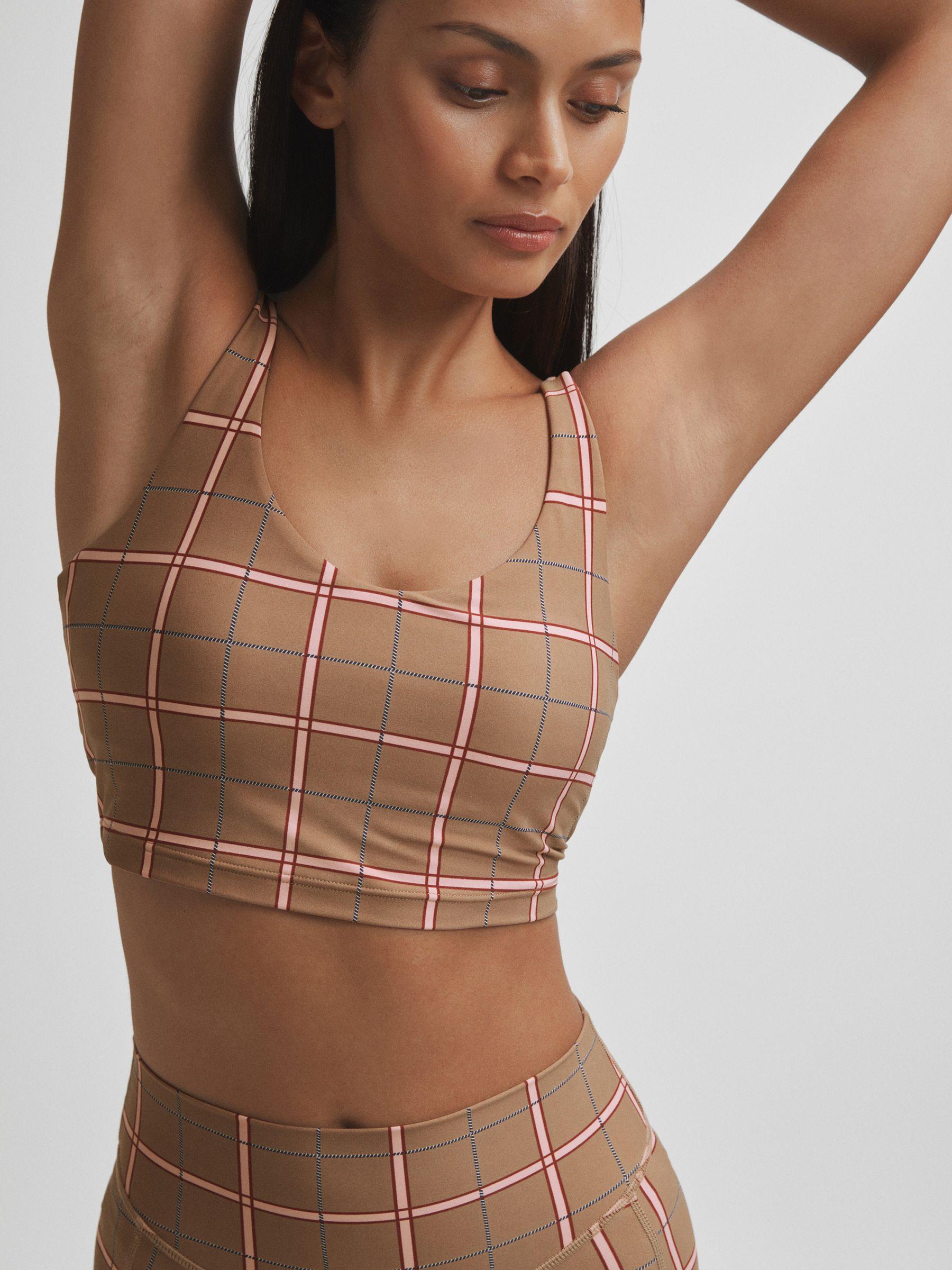 The Upside Check Sports Bra in Brown Check Product Image