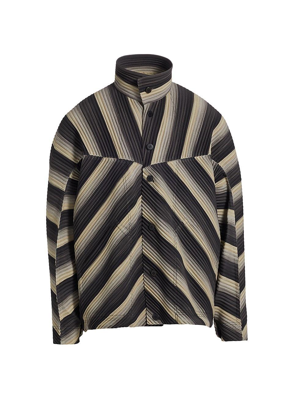 Mens Striped Pleated Oversized Jacket Product Image