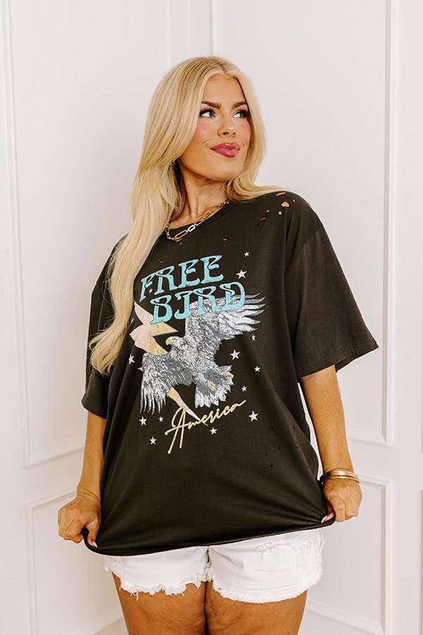 Free Bird America Distressed Boyfriend Tee Curves Product Image
