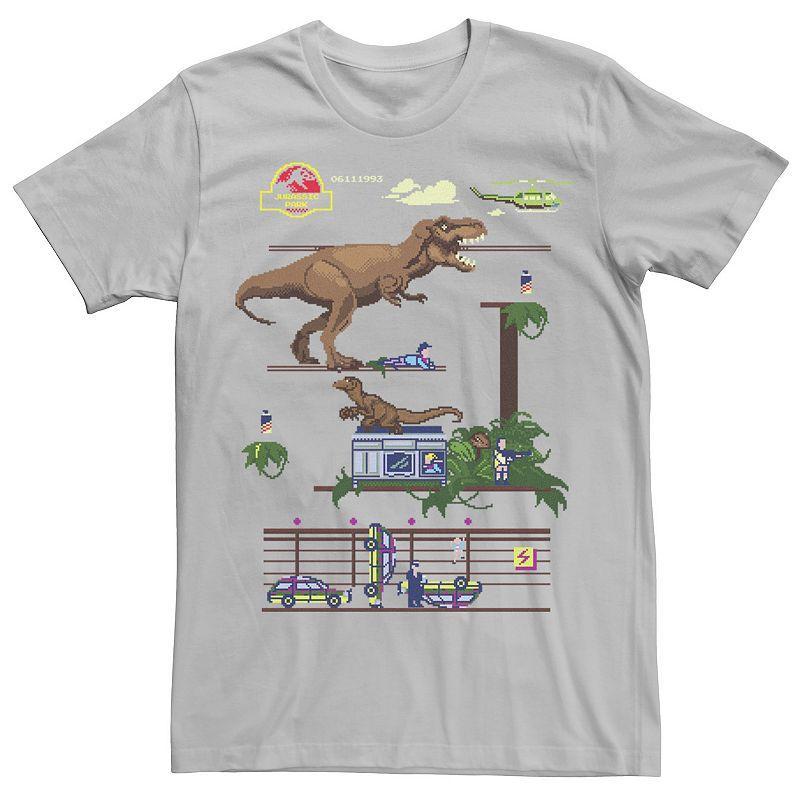 Men's Jurassic Park Digital Video Game Scene Graphic Tee, Size: Large, Silver Product Image
