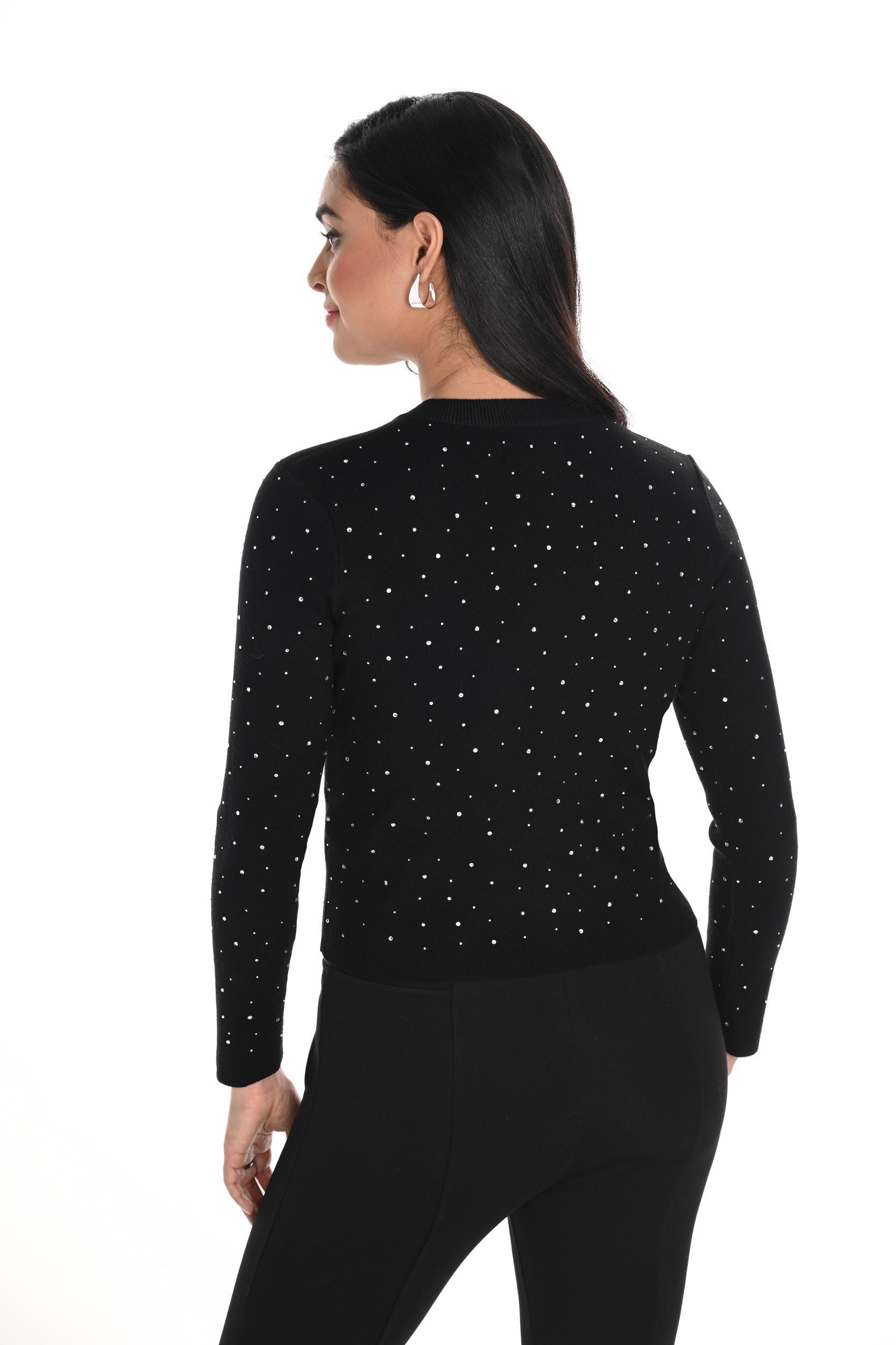 Black Bling Cardigan with Crystal Heart Buttons Product Image