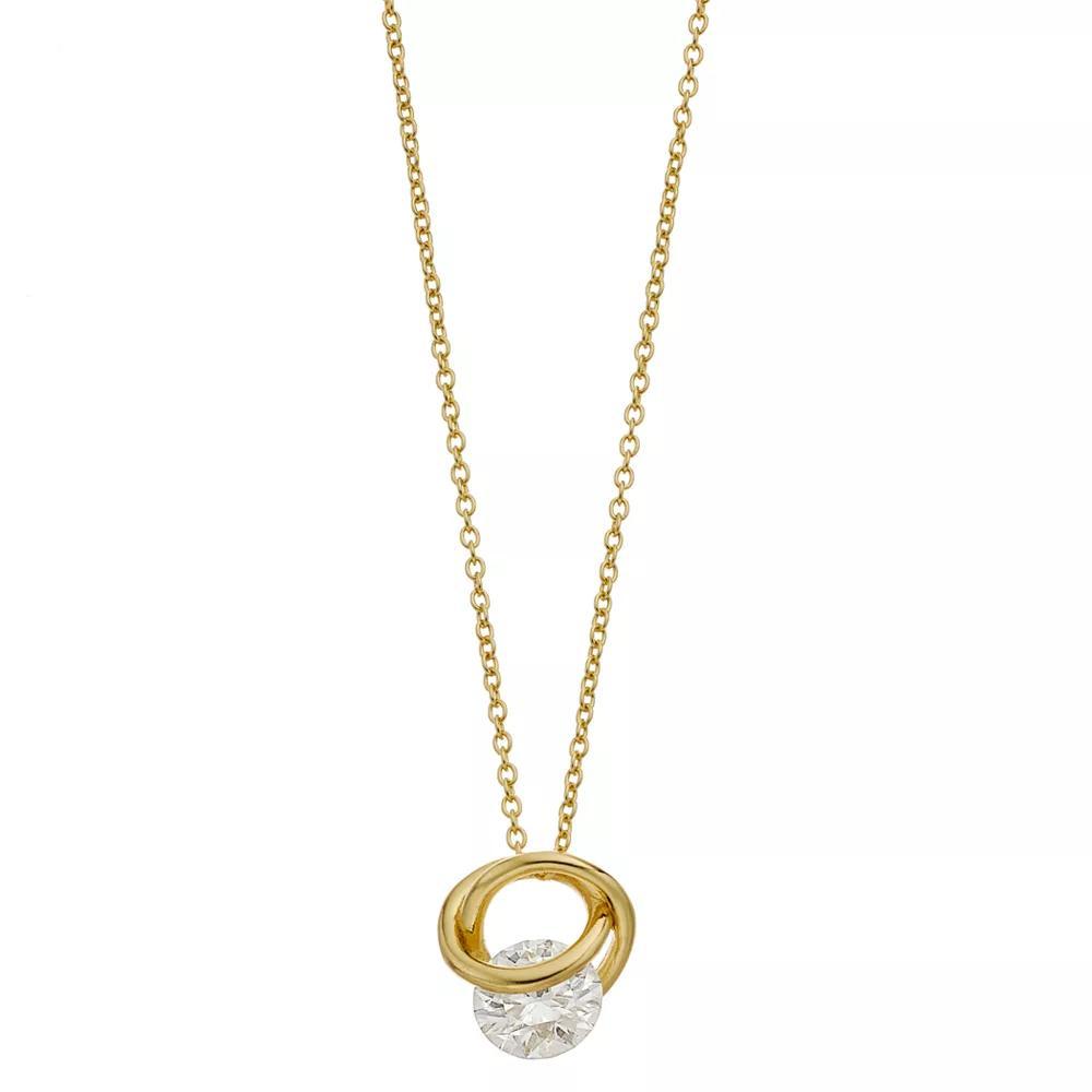 Stella Valentino 14k Gold Over Silver 1 1/5 Carat T.W. Lab-Created Moissanite Double Eternity Circle Love Knot Pendant Necklace, Womens Gold Tone Product Image