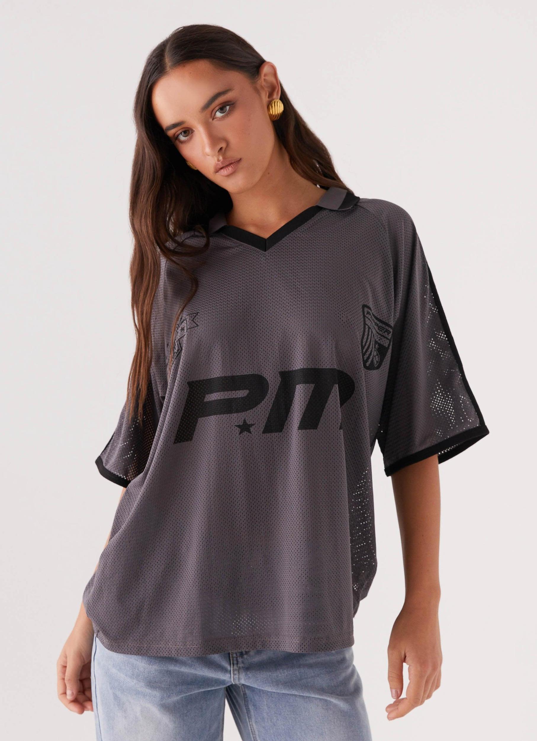 Let's Go Jersey Top - Grey Product Image