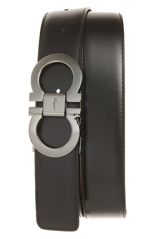 Mens Reversible Leather Double-Gancio Belt Product Image