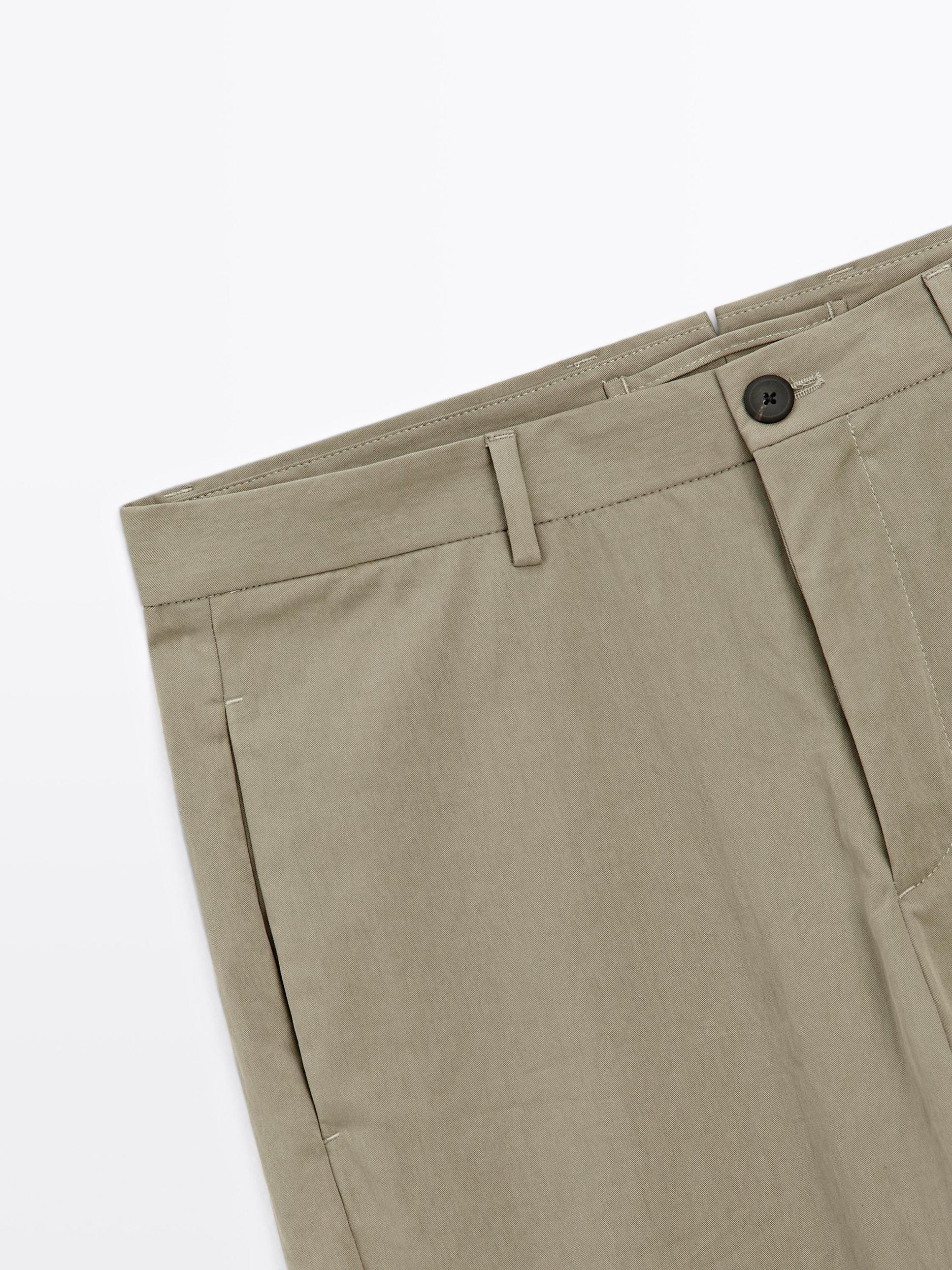 Cotton blend cigarette fit trousers Product Image