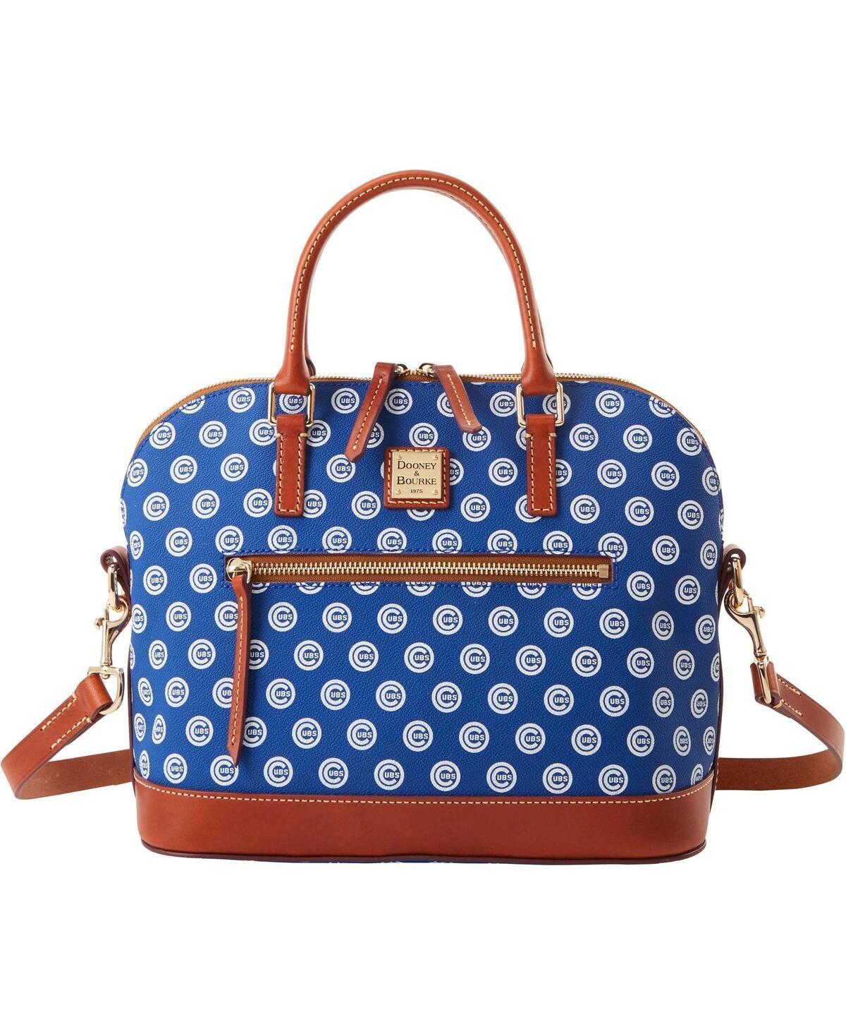 Dooney & Bourke Womens MLB Cubs Domed Zip Coated Cotton Satchel Bag in Blue Product Image