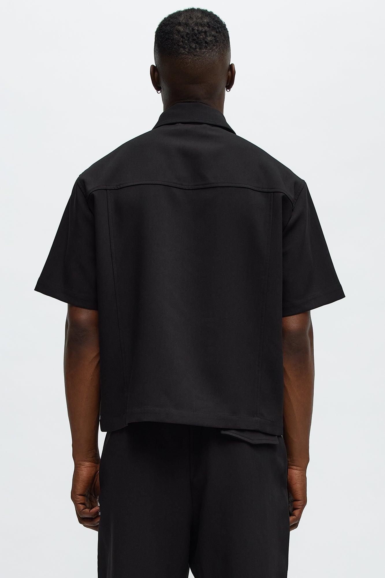 Cropped Ronan Weekender Button Up Shirt - Black Male Product Image