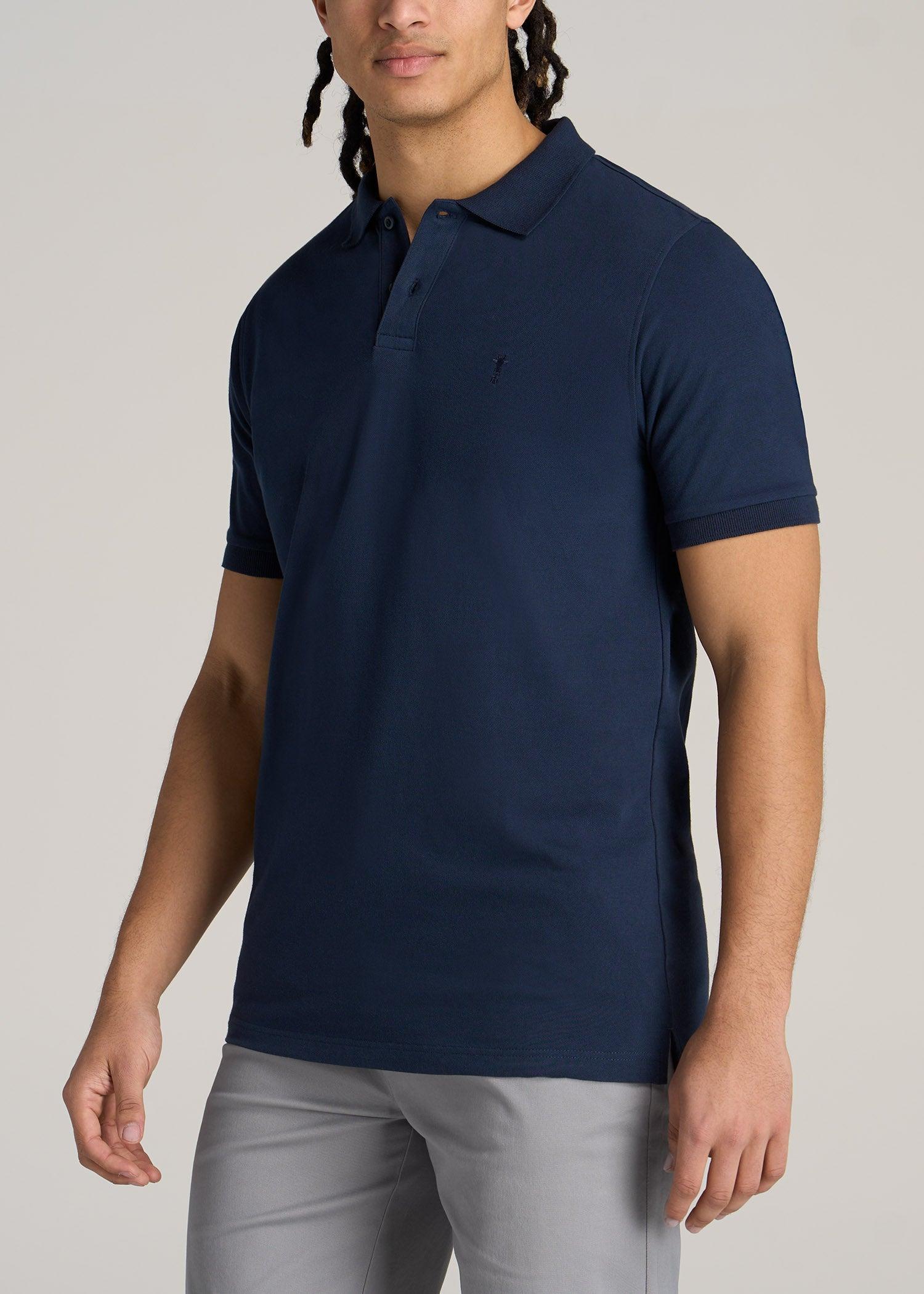 Men's Tall Classic Polo with Embroidered Logo in Marine Navy Product Image