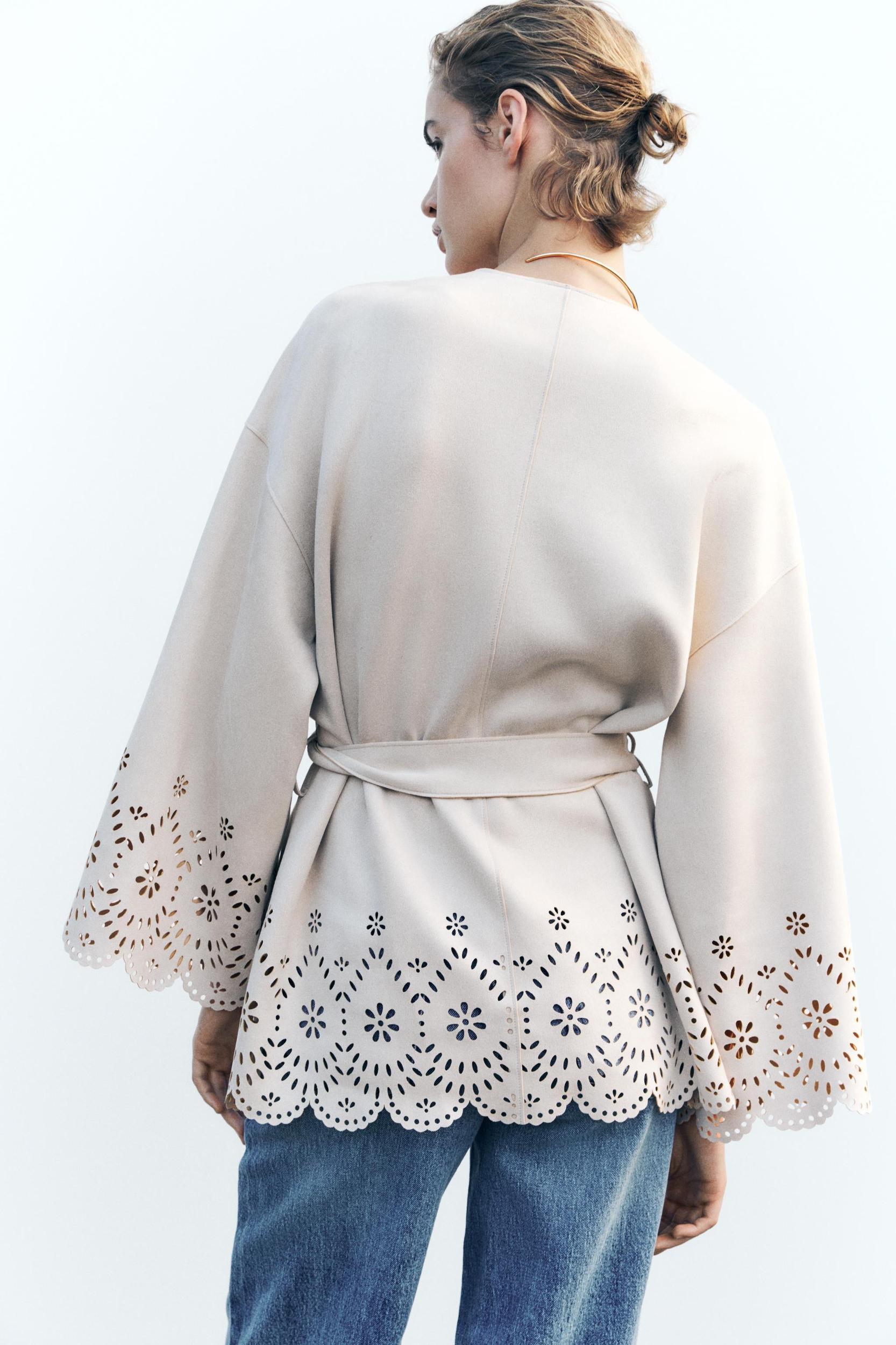 DIE-CUT SUEDE EFFECT TRENCH COAT Product Image