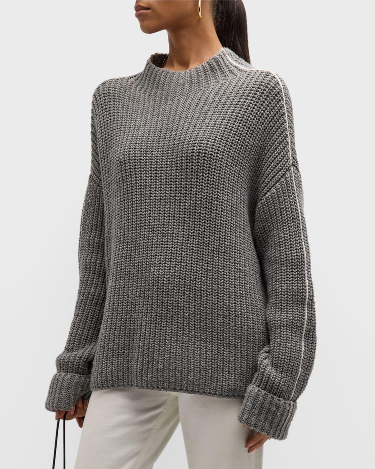 Womens Wool-Blend Shaker-Stitch Sweater Product Image