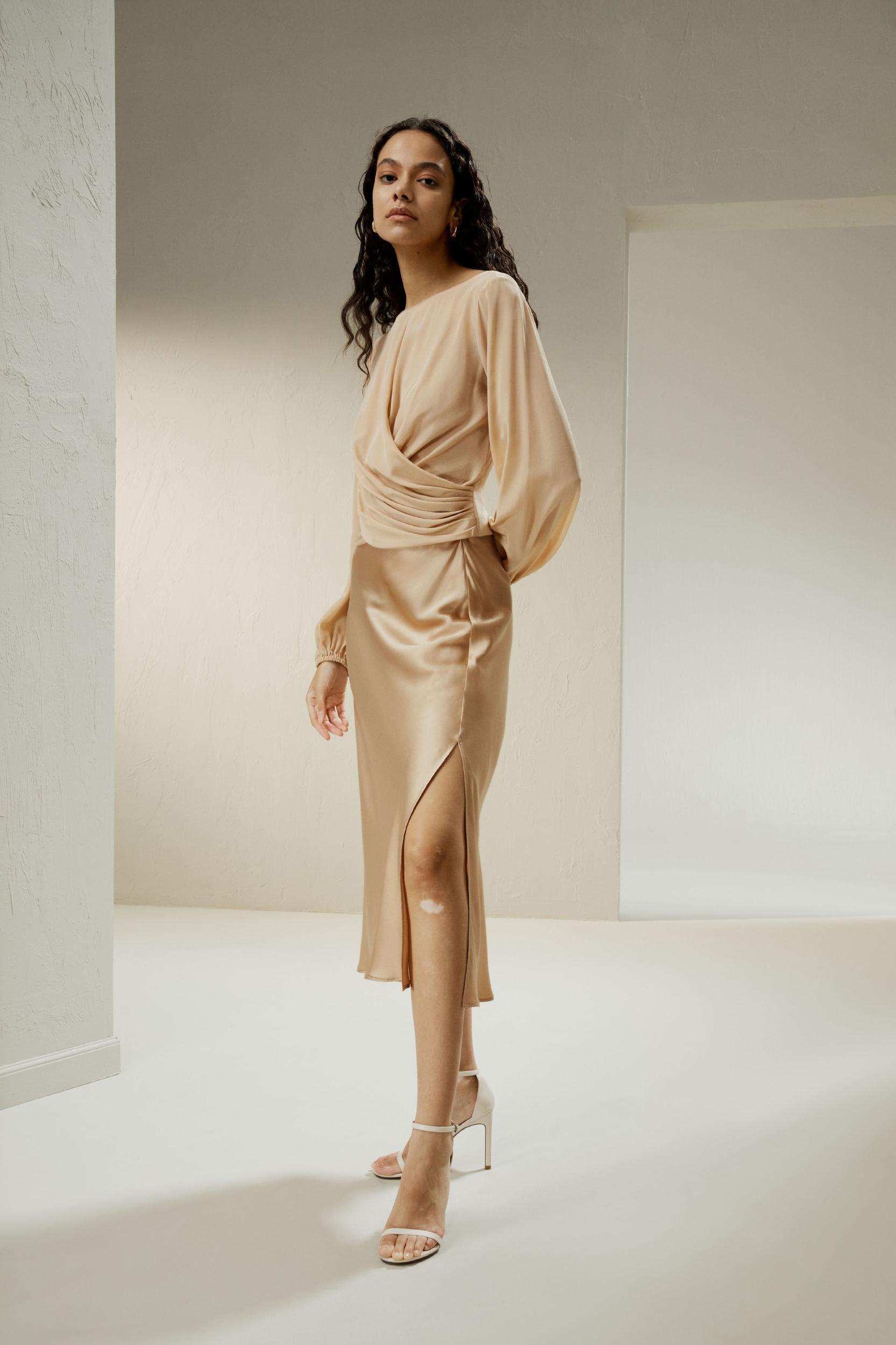 Minimalist Aesthetic Silk Poppy Skirt Product Image