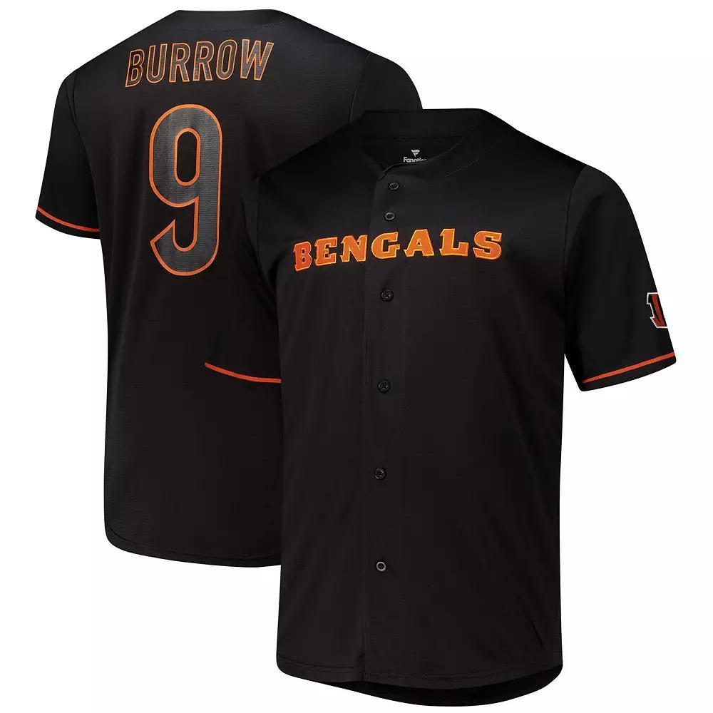 Men's Fanatics Joe Burrow Black Cincinnati Bengals Big & Tall Baseball Button-Up Shirt, Size: 3XLT Product Image