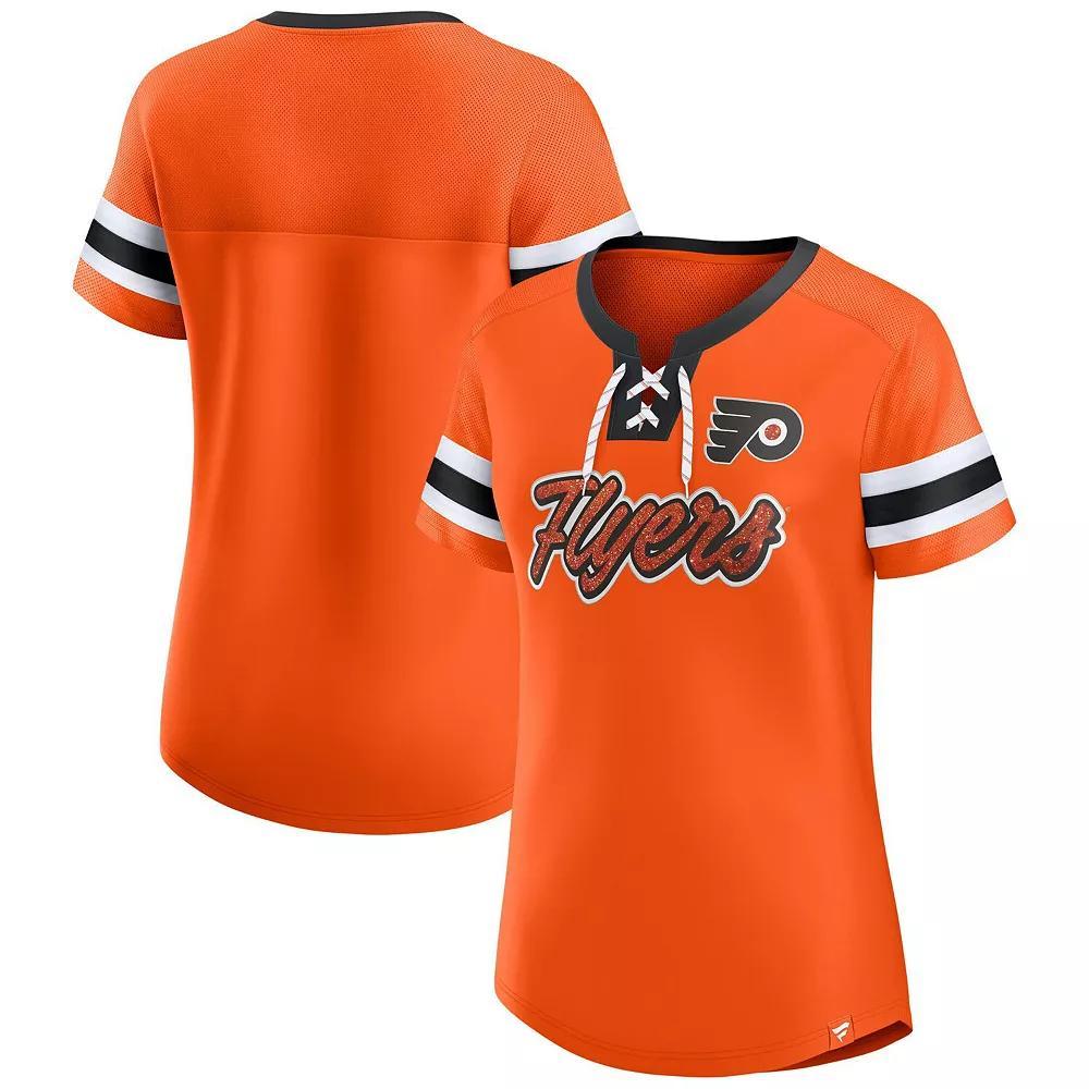 Women's Fanatics Orange Philadelphia Flyers Iconic Athena Lace-Up T-Shirt, Size: Small, Fly Orange Product Image