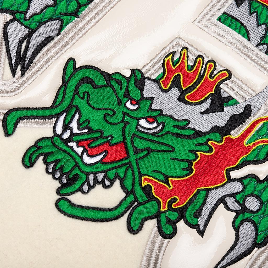 Dragon Embroidered Varsity Jacket - Off White Male Product Image