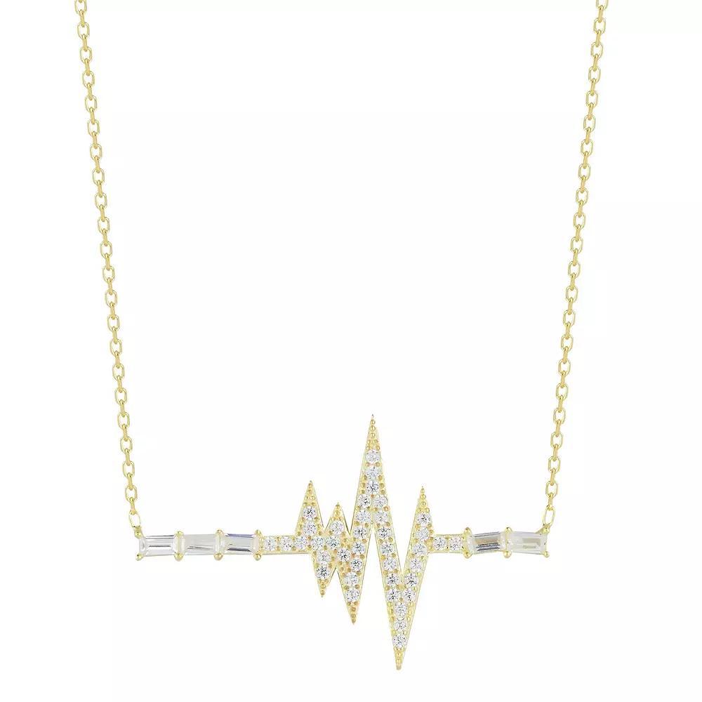 Sunkissed Sterling Sterling Silver Cubic Zirconia Heartbeat Necklace, Women's, Size: 18", Gold Tone Product Image