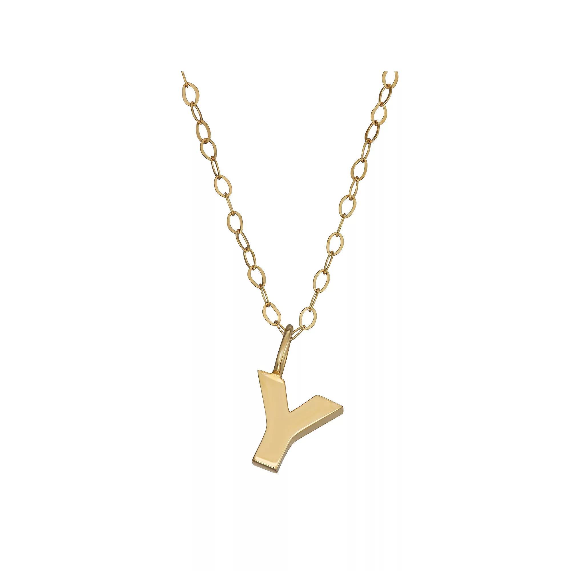 10K Gold Initial Pendant on 14K Gold Filled Chain, Womens Product Image