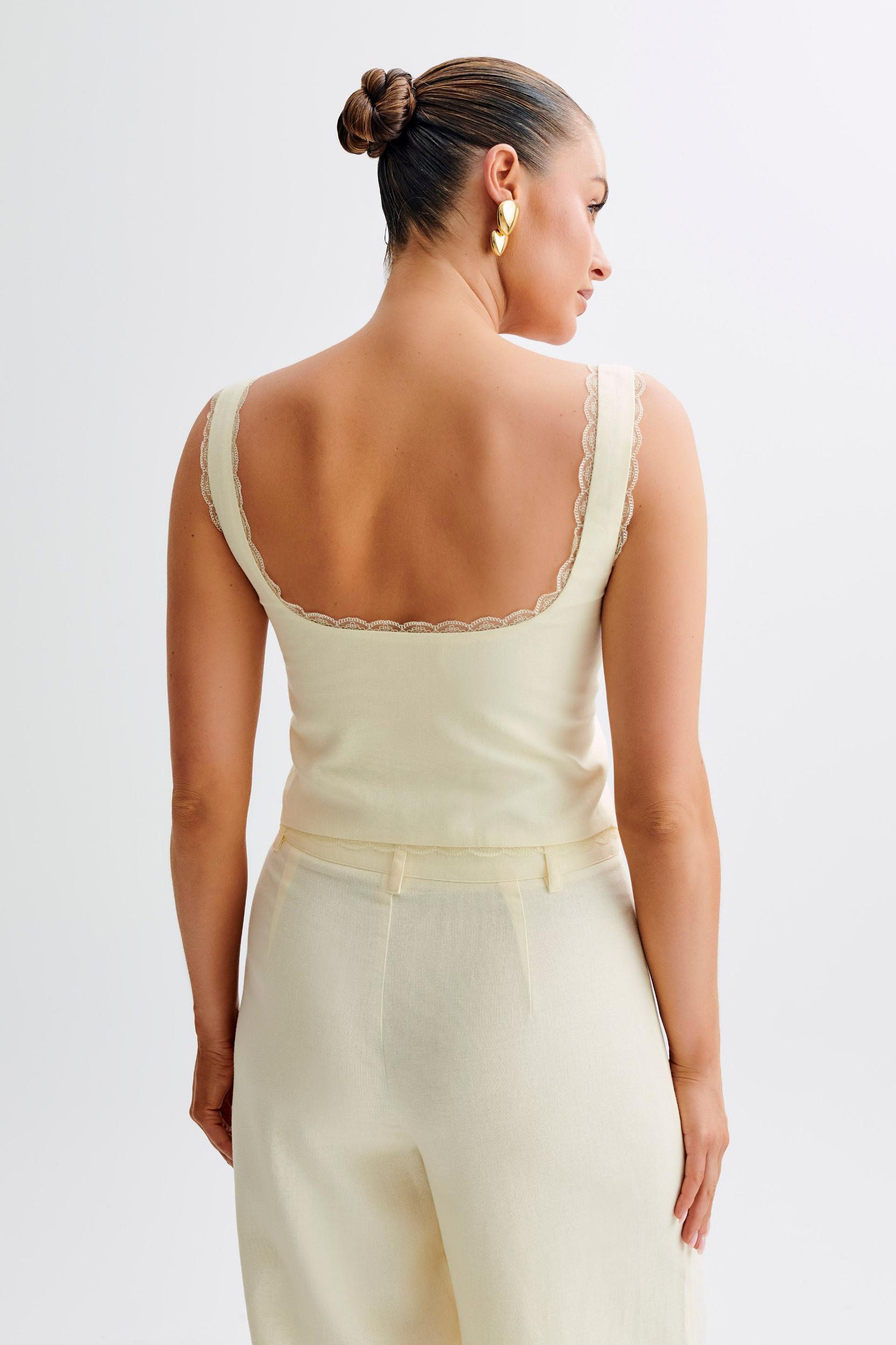 Franca Linen Sleeveless Top - Lemon Sherbet Product Image