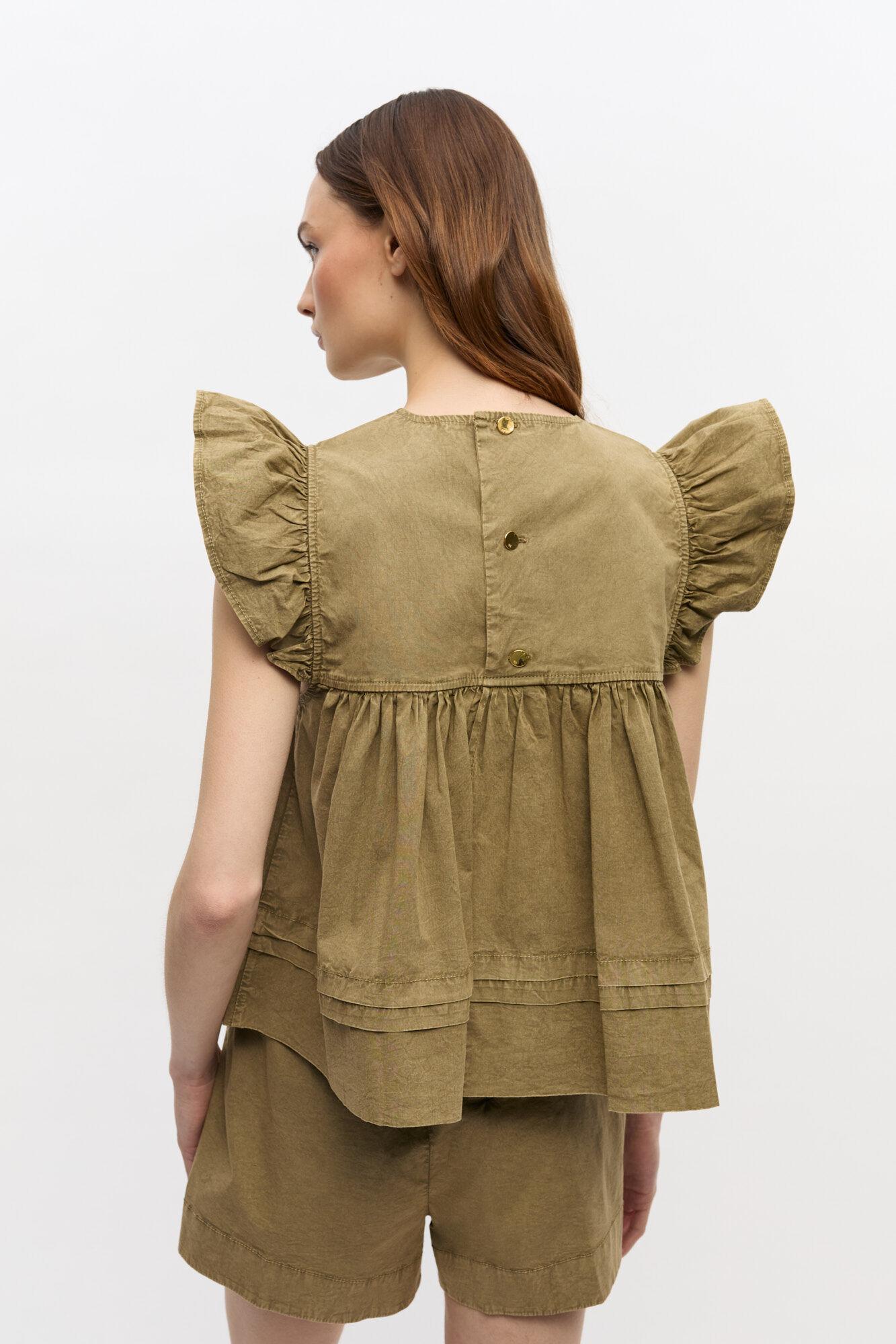 Green Washed Cotton Top Product Image