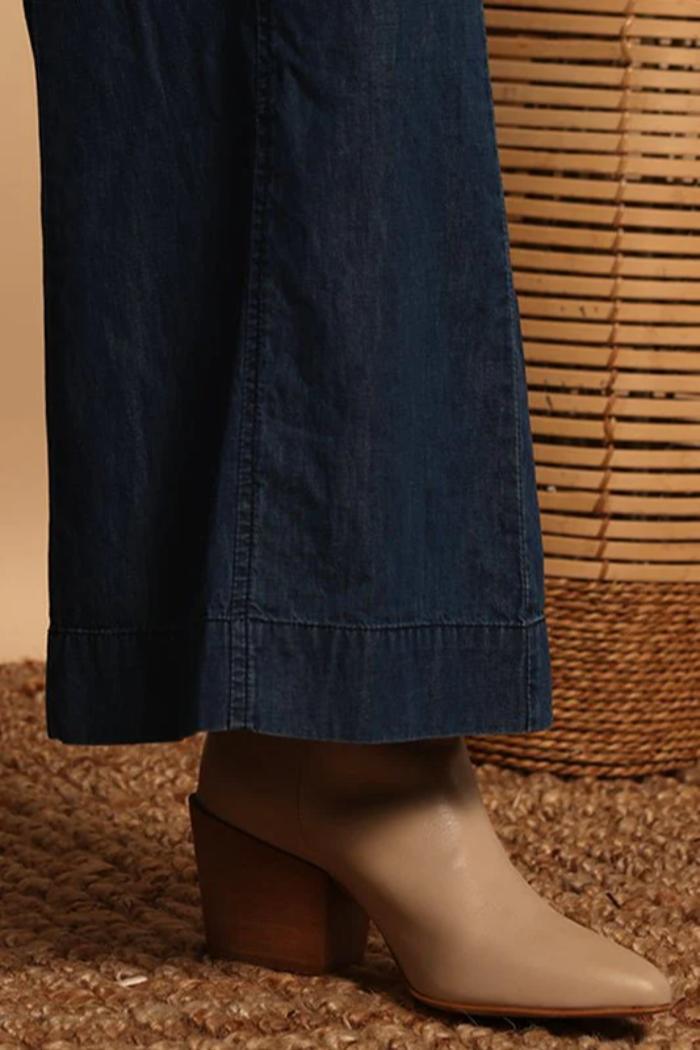 Collard Jumpsuit W/ Tie Waist Product Image