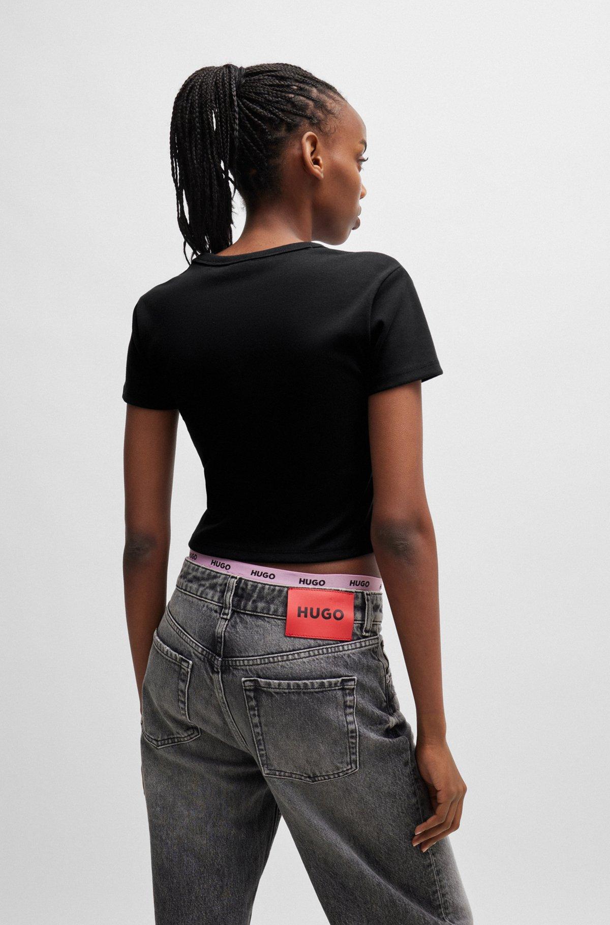 Cropped slim-fit T-shirt with stacked logo Product Image