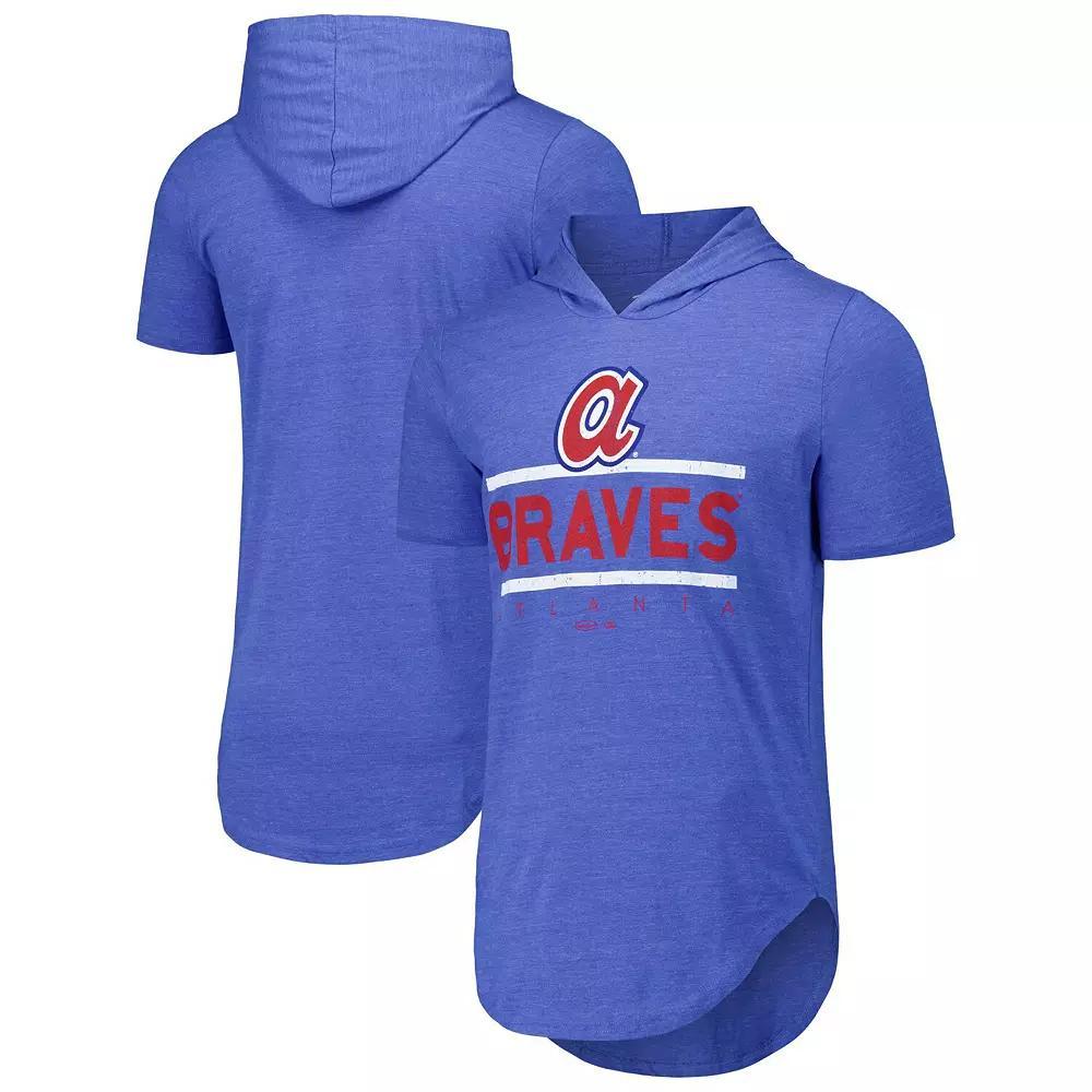 Mens Majestic Threads Royal Atlanta Braves Tri-Blend Hoodie T-Shirt Product Image