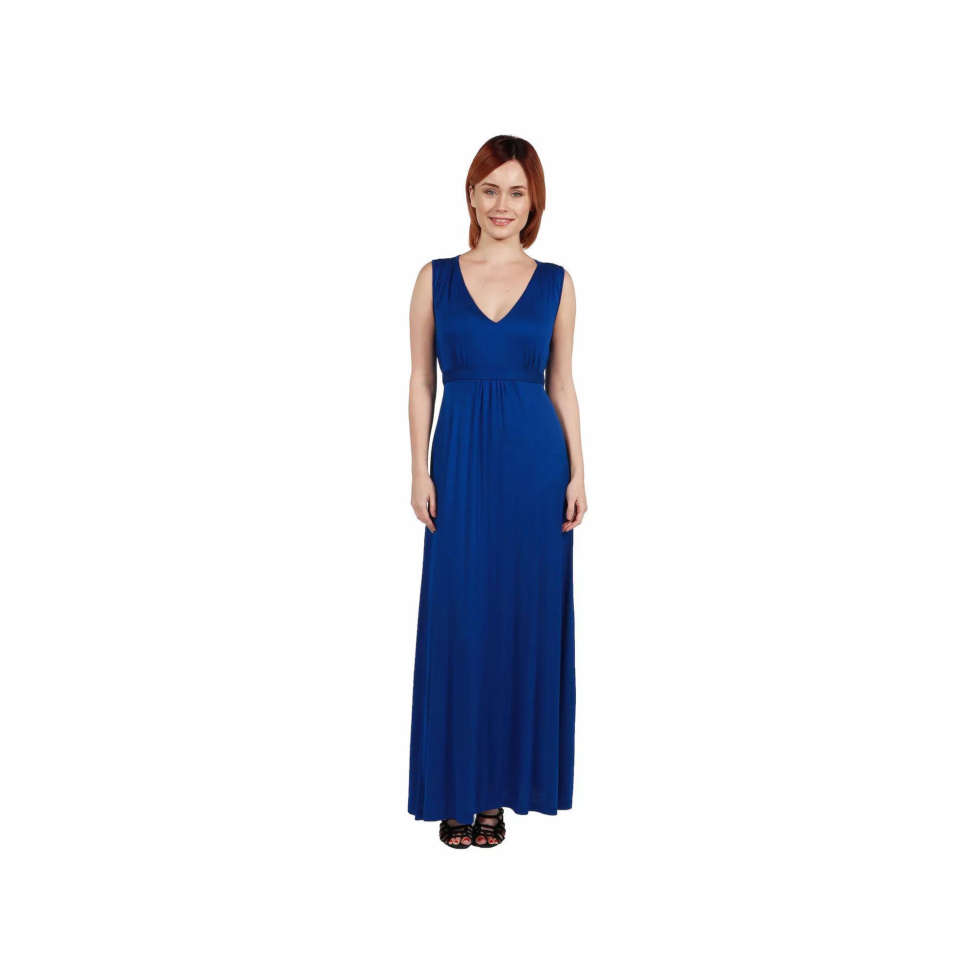 Women's 24seven Comfort Apparel V-Neck Sleeveless Maxi Dress, Size: Large, Royal Product Image