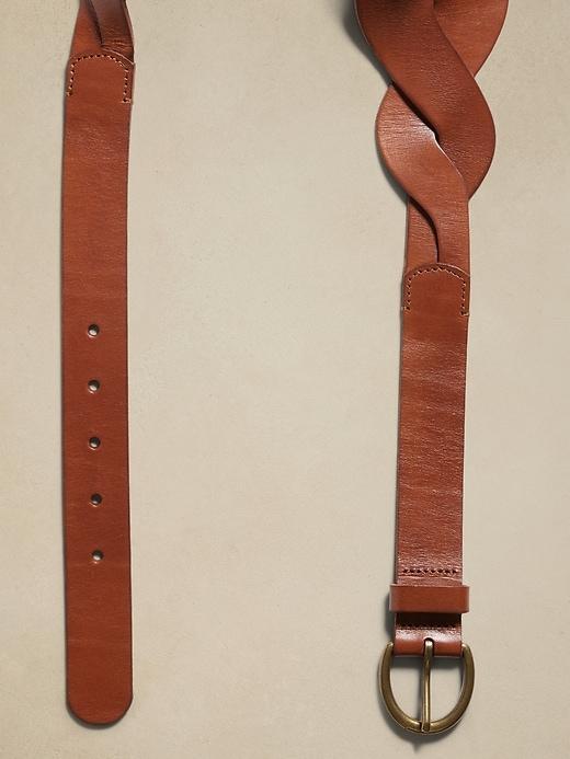 Leather Wide Woven Waist Belt Product Image