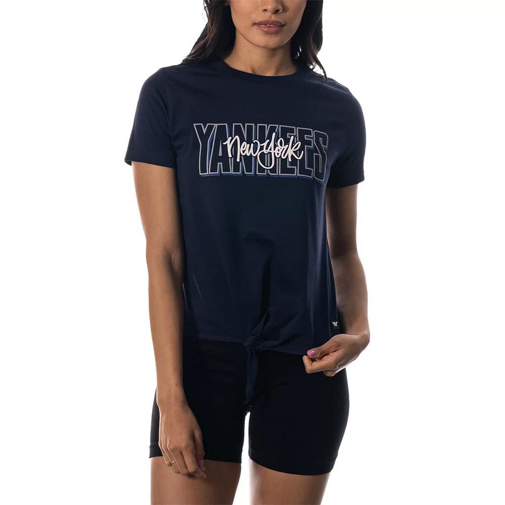 Women's The Wild Collective Navy New York Yankees Twist Front T-Shirt, Size: Medium, Blue Product Image