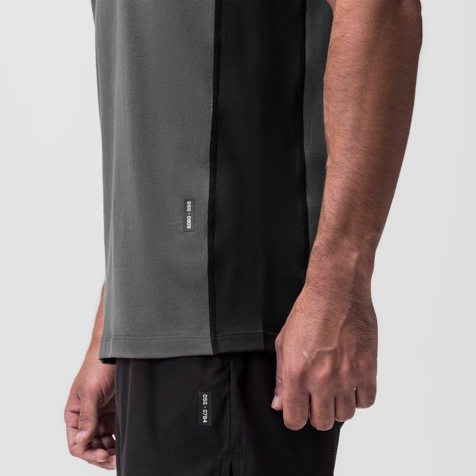 0809. Supima® Mesh Panel Training Singlet  - Space Grey Product Image