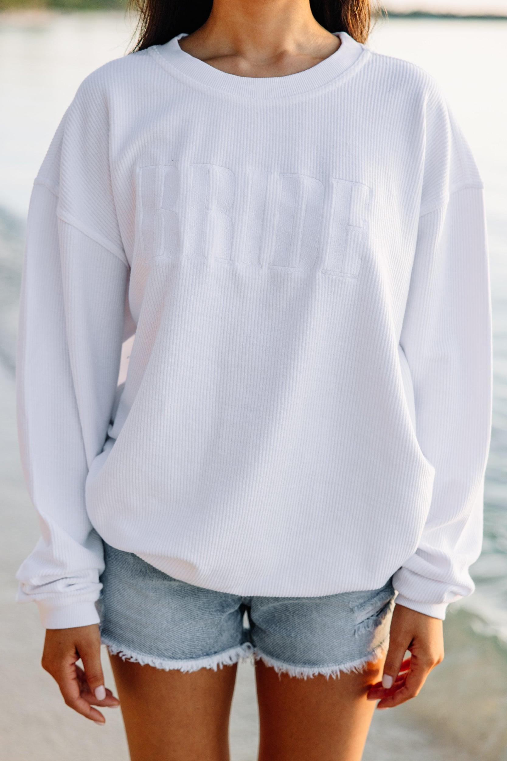 Bride White Corded Embroidered Sweatshirt Female Product Image