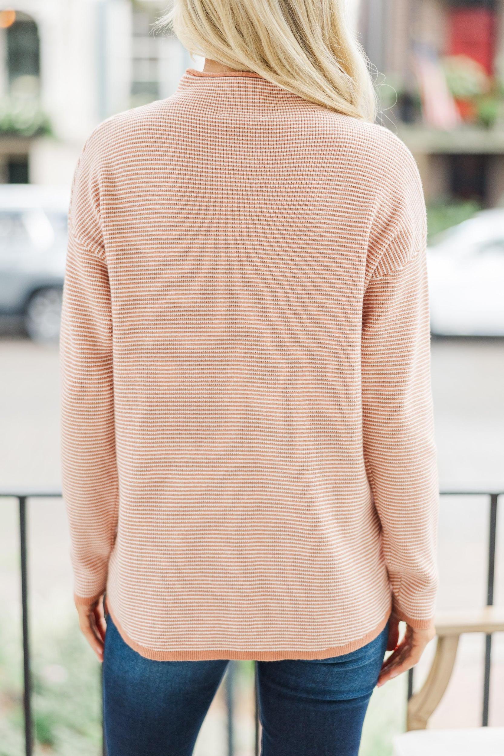 What A Treat Mauve Pink Striped Sweater Female Product Image