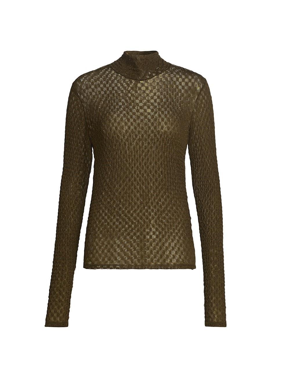 Frame Mesh Lace Turtleneck Top Product Image