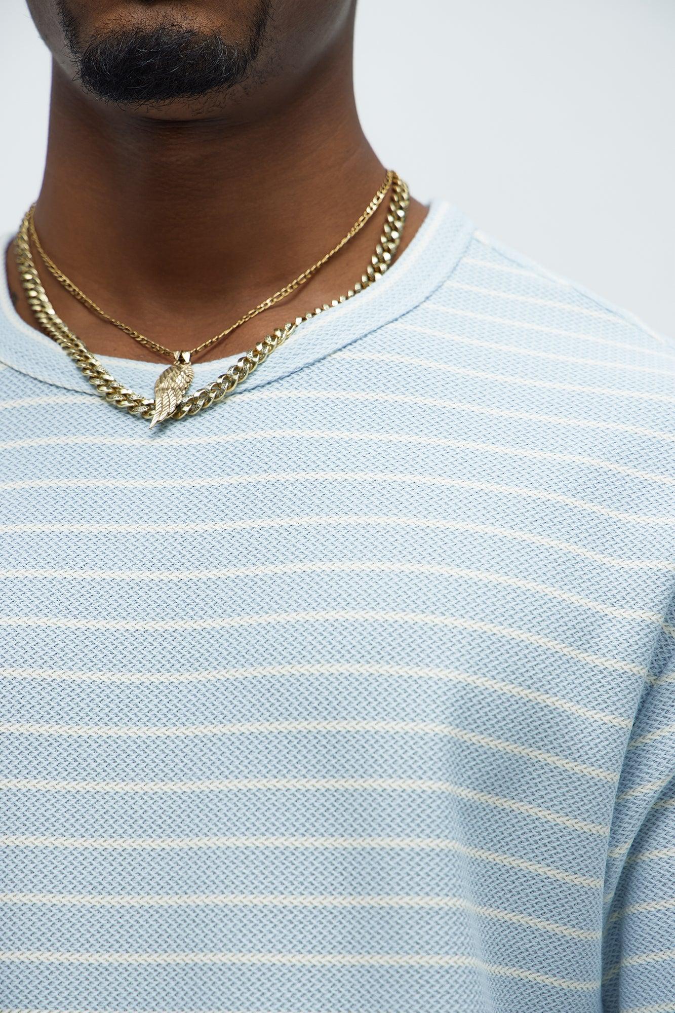 Denton Texture Striped Knit Relaxed Tee - Blue/combo Product Image