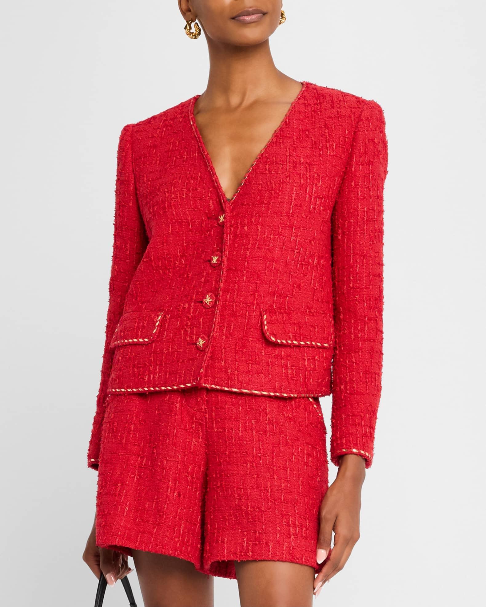 Clara Metallic-Trim Textured Tweed Jacket Product Image