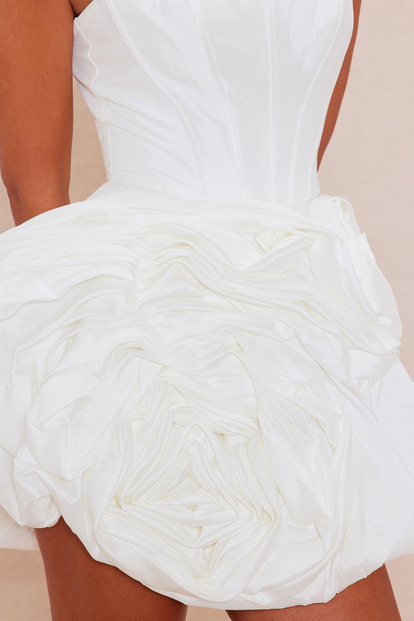 Aurora Taffeta Mini Dress - White Product Image