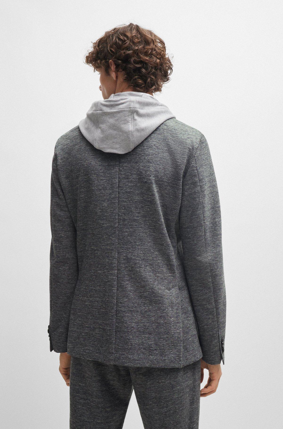 Slim-fit jacket in stretch jersey with detachable hood Product Image